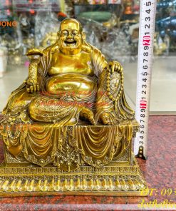 Tượng Di Lặc Ngồi Bệ Vuông Bằng Đồng Cao 24cm