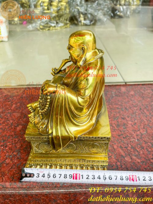 Tượng Di Lặc Ngồi Bệ Vuông Bằng Đồng Cao 24cm