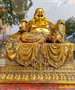 Tượng Di Lặc Ngồi Bệ Vuông Bằng Đồng Cao 24cm