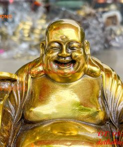 Tượng Di Lặc Ngồi Bệ Vuông Bằng Đồng Cao 24cm