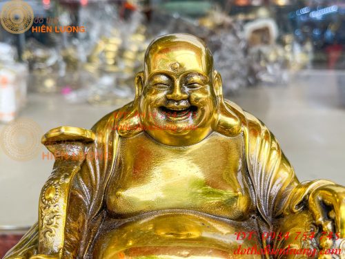 Tượng Di Lặc Ngồi Bệ Vuông Bằng Đồng Cao 24cm