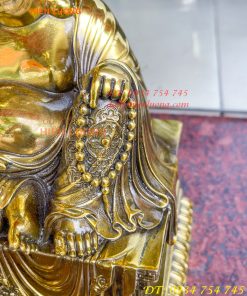 Tượng Di Lặc Ngồi Bệ Vuông Bằng Đồng Cao 24cm