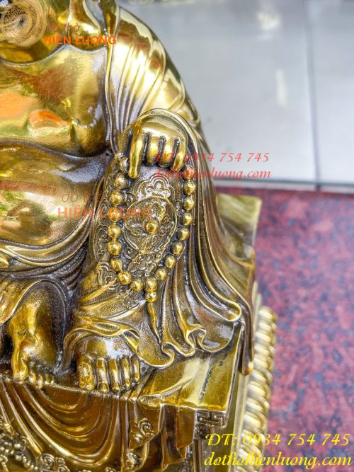 Tượng Di Lặc Ngồi Bệ Vuông Bằng Đồng Cao 24cm