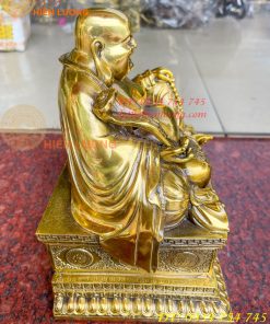 Tượng Di Lặc Ngồi Bệ Vuông Bằng Đồng Cao 24cm