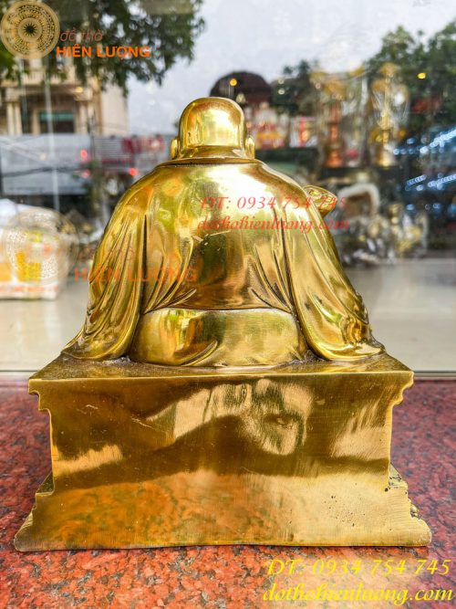 Tượng Di Lặc Ngồi Bệ Vuông Bằng Đồng Cao 24cm