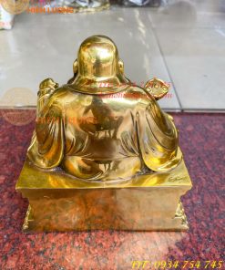 Tượng Di Lặc Ngồi Bệ Vuông Bằng Đồng Cao 24cm