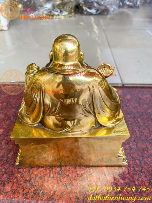 Tượng Di Lặc Ngồi Bệ Vuông Bằng Đồng Cao 24cm