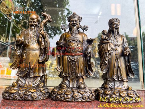Tam Đa Phúc Lộc Thọ Bằng Đồng Hun Cao 30cm