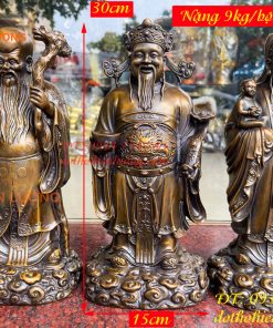 Tam Đa Phúc Lộc Thọ Bằng Đồng Hun Cao 30cm