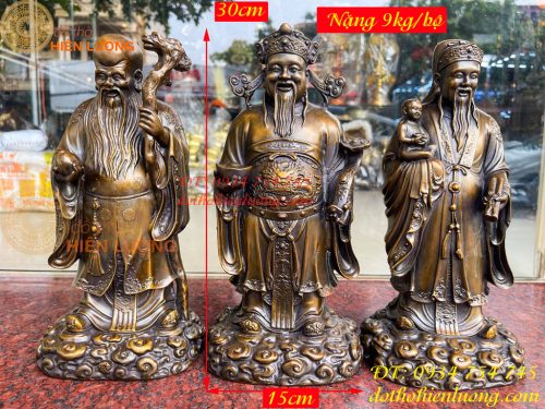 Tam Đa Phúc Lộc Thọ Bằng Đồng Hun Cao 30cm