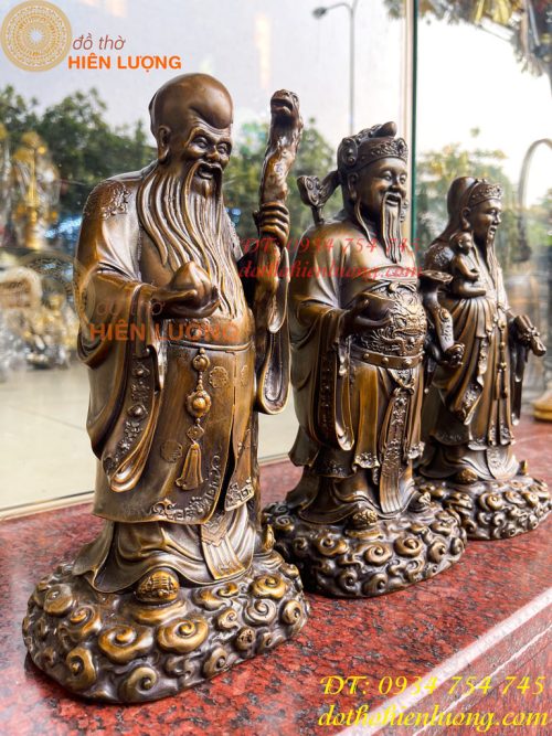 Tam Đa Phúc Lộc Thọ Bằng Đồng Hun Cao 30cm