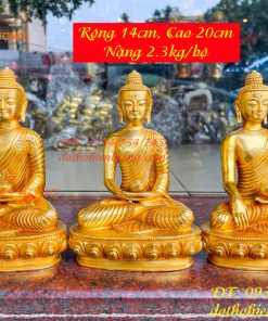 Bộ Tam Thế Phật Thái Bằng Đồng Cao 20cm