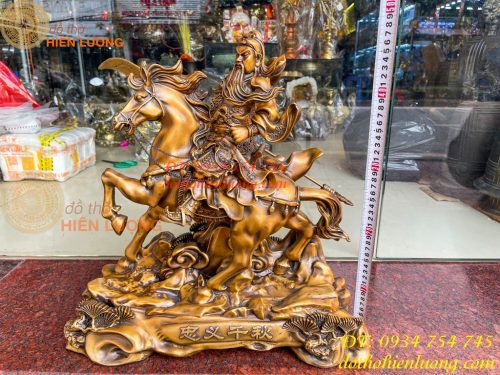 Tượng Quan Công Cưỡi Ngựa Xích Thố Bằng Đồng Cao 50cm