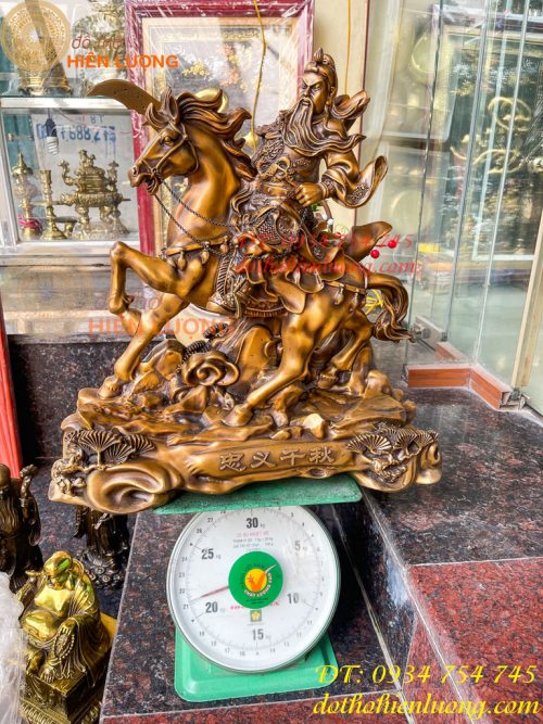 Tượng Quan Công Cưỡi Ngựa Xích Thố Bằng Đồng Cao 50cm