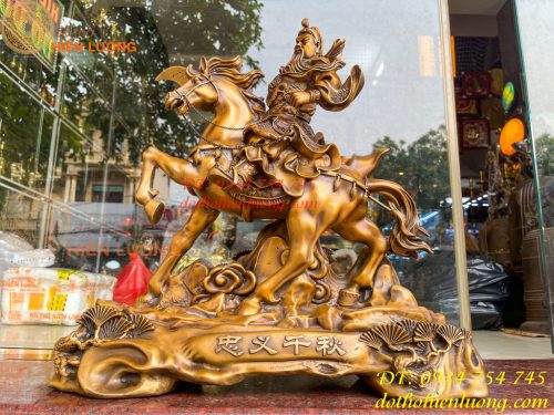 Tượng Quan Công Cưỡi Ngựa Xích Thố Bằng Đồng Cao 50cm