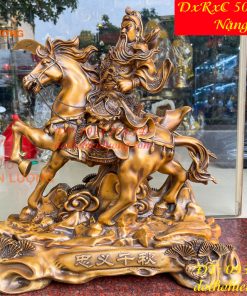 Tượng Quan Công Cưỡi Ngựa Xích Thố Bằng Đồng Cao 50cm