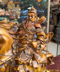 Tượng Quan Công Cưỡi Ngựa Xích Thố Bằng Đồng Cao 50cm