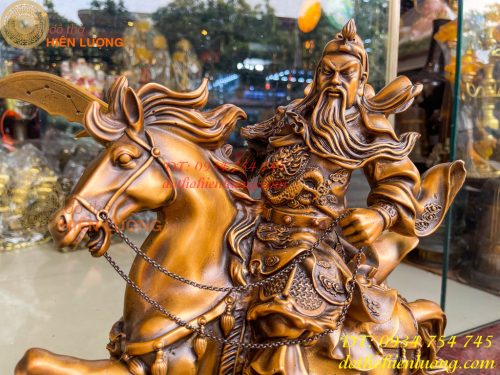 Tượng Quan Công Cưỡi Ngựa Xích Thố Bằng Đồng Cao 50cm