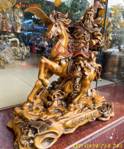 Tượng Quan Công Cưỡi Ngựa Xích Thố Bằng Đồng Cao 50cm