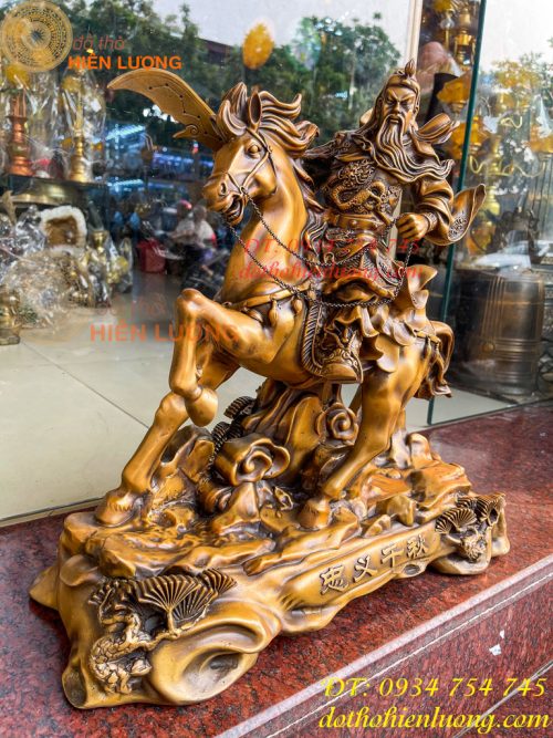 Tượng Quan Công Cưỡi Ngựa Xích Thố Bằng Đồng Cao 50cm