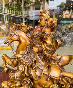 Tượng Quan Công Cưỡi Ngựa Xích Thố Bằng Đồng Cao 50cm