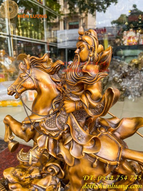 Tượng Quan Công Cưỡi Ngựa Xích Thố Bằng Đồng Cao 50cm