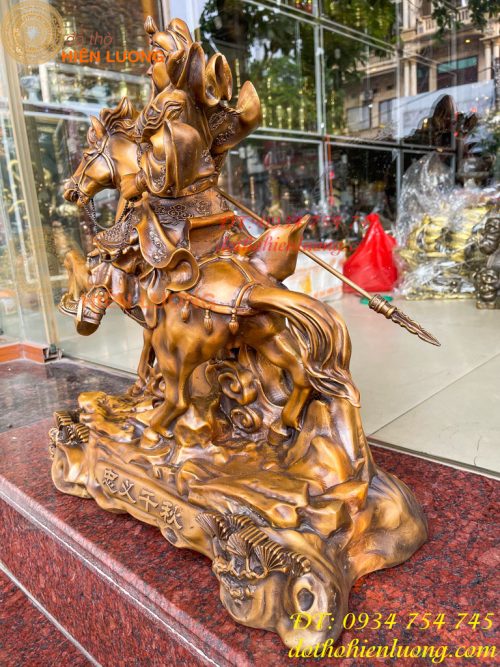 Tượng Quan Công Cưỡi Ngựa Xích Thố Bằng Đồng Cao 50cm