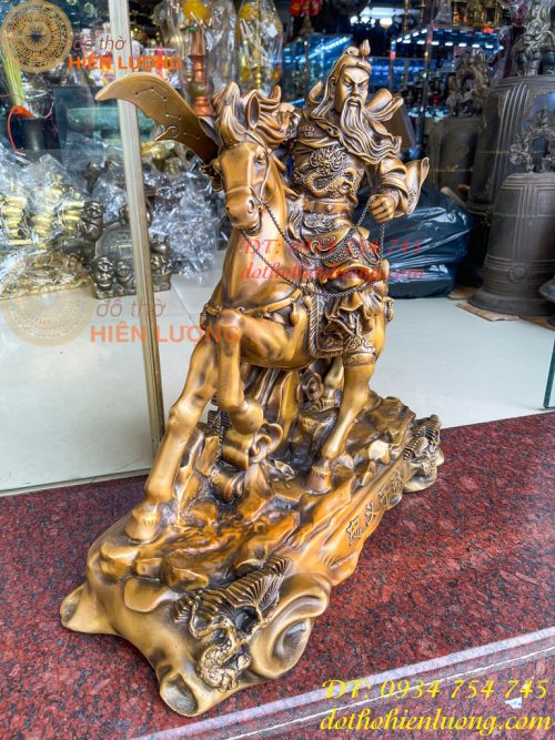Tượng Quan Công Cưỡi Ngựa Xích Thố Bằng Đồng Cao 50cm