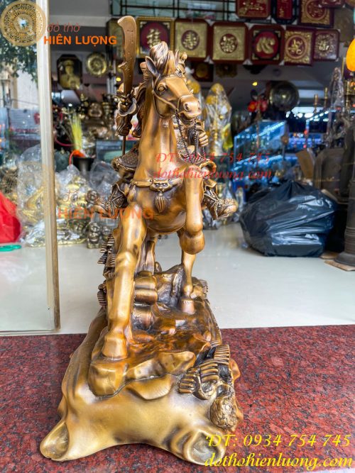Tượng Quan Công Cưỡi Ngựa Xích Thố Bằng Đồng Cao 50cm