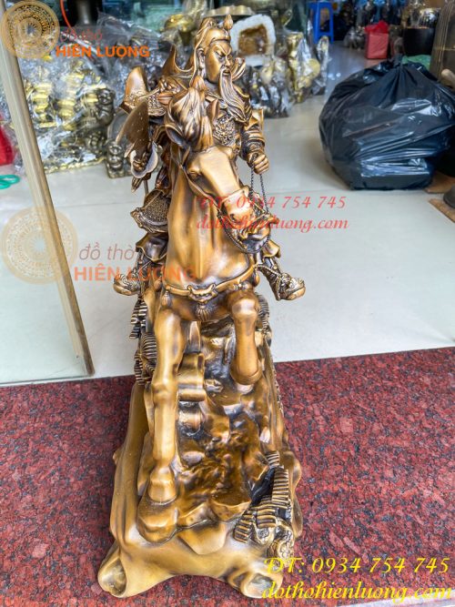 Tượng Quan Công Cưỡi Ngựa Xích Thố Bằng Đồng Cao 50cm
