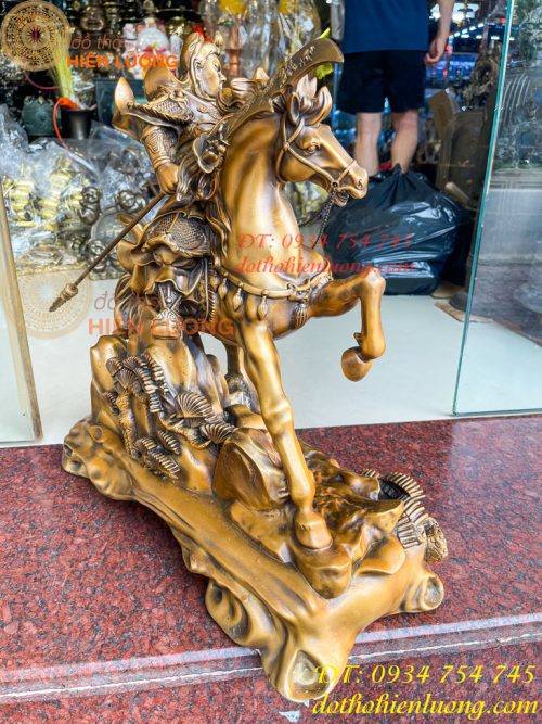 Tượng Quan Công Cưỡi Ngựa Xích Thố Bằng Đồng Cao 50cm