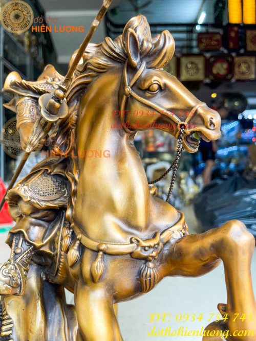 Tượng Quan Công Cưỡi Ngựa Xích Thố Bằng Đồng Cao 50cm