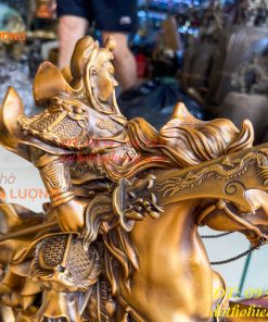 Tượng Quan Công Cưỡi Ngựa Xích Thố Bằng Đồng Cao 50cm