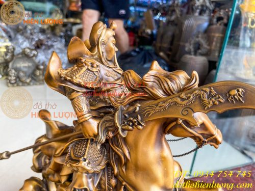 Tượng Quan Công Cưỡi Ngựa Xích Thố Bằng Đồng Cao 50cm
