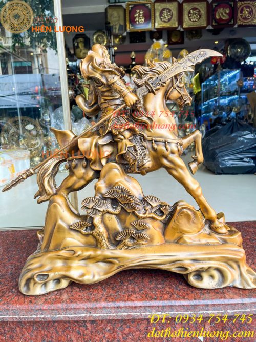 Tượng Quan Công Cưỡi Ngựa Xích Thố Bằng Đồng Cao 50cm