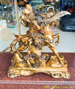 Tượng Quan Công Cưỡi Ngựa Xích Thố Bằng Đồng Cao 50cm