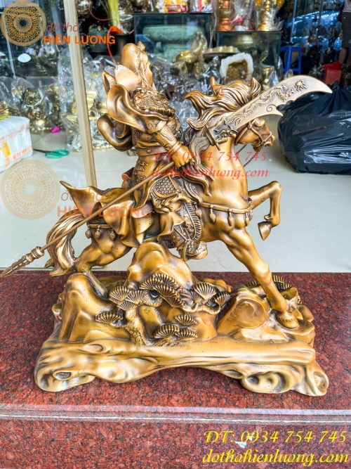 Tượng Quan Công Cưỡi Ngựa Xích Thố Bằng Đồng Cao 50cm