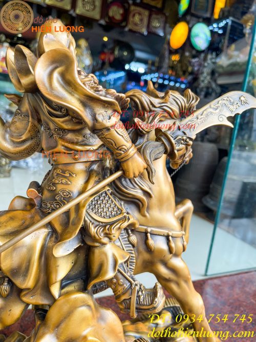 Tượng Quan Công Cưỡi Ngựa Xích Thố Bằng Đồng Cao 50cm