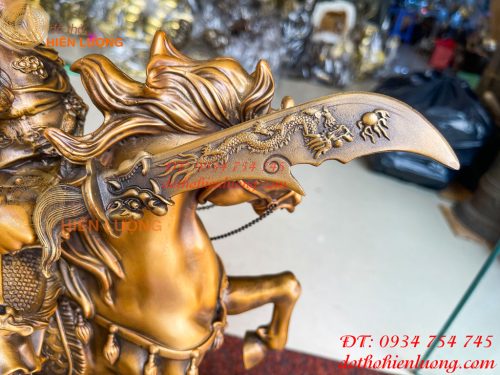 Tượng Quan Công Cưỡi Ngựa Xích Thố Bằng Đồng Cao 50cm