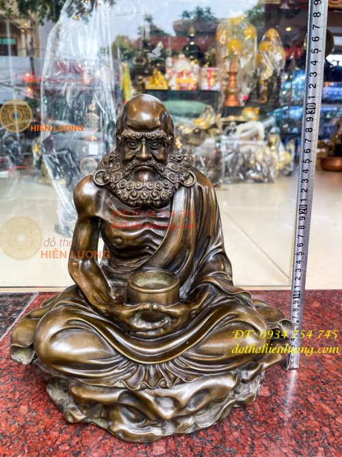 Tượng Đồng Đạt Ma Sư Tổ Cao 32cm Ngồi Thiền