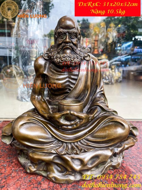 Tượng Đồng Đạt Ma Sư Tổ Cao 32cm Ngồi Thiền