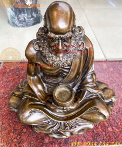 Tượng Đồng Đạt Ma Sư Tổ Cao 32cm Ngồi Thiền