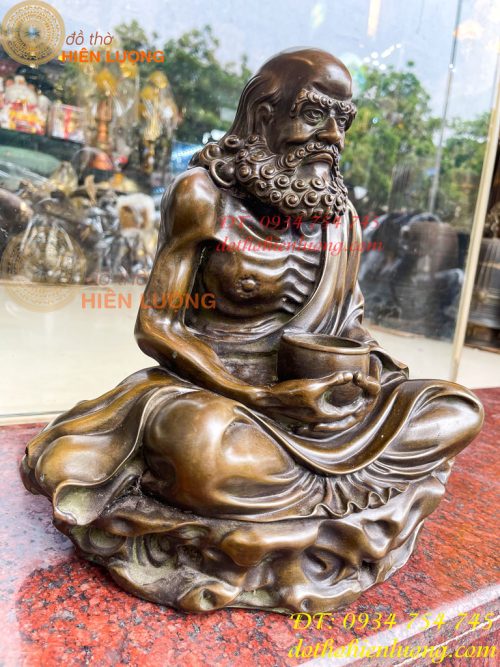 Tượng Đồng Đạt Ma Sư Tổ Cao 32cm Ngồi Thiền