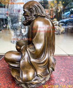 Tượng Đồng Đạt Ma Sư Tổ Cao 32cm Ngồi Thiền