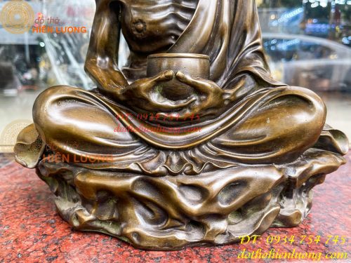 Tượng Đồng Đạt Ma Sư Tổ Cao 32cm Ngồi Thiền