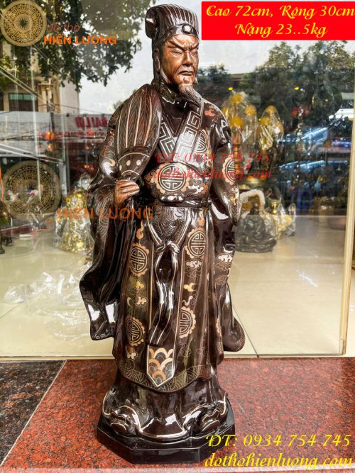 Tượng Khổng Minh Khảm Tam Khí Cao 72cm