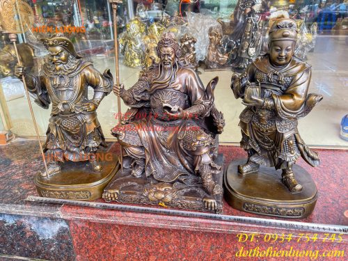 Bộ Tượng Quan Công Văn Bình Châu Xương Bằng Đồng Cao 40cm