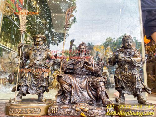 Bộ Tượng Quan Công Văn Bình Châu Xương Bằng Đồng Cao 40cm