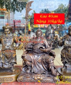 Bộ Tượng Quan Công Văn Bình Châu Xương Bằng Đồng Cao 40cm