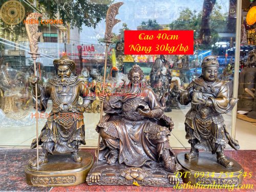 Bộ Tượng Quan Công Văn Bình Châu Xương Bằng Đồng Cao 40cm